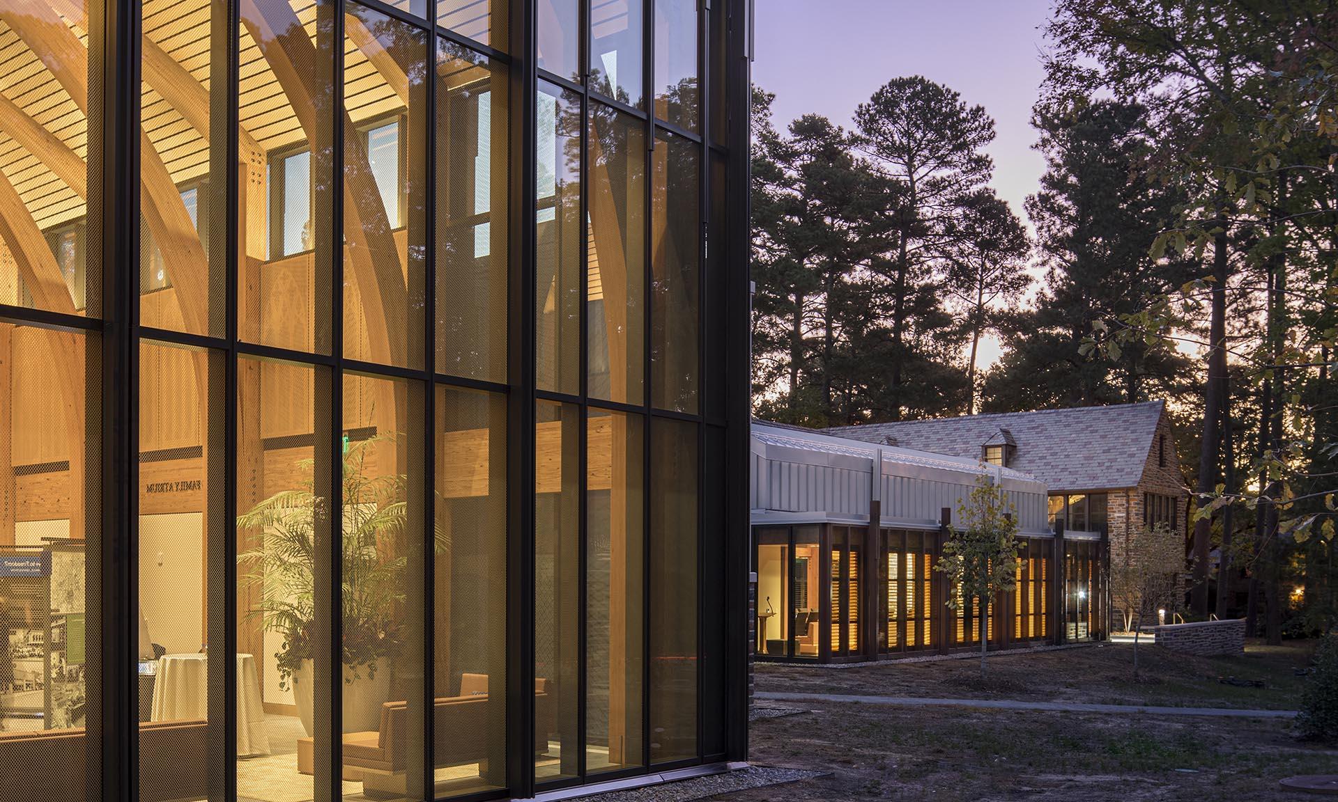 Karsh Alumni and Visitors Center, Duke University exterior looking inside